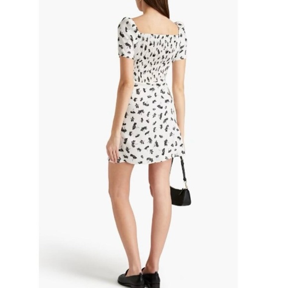 Maje Roseline Coquette Parisian Floral Smocked Back Square Neck Mini Dress Sz XS - Picture 9 of 13